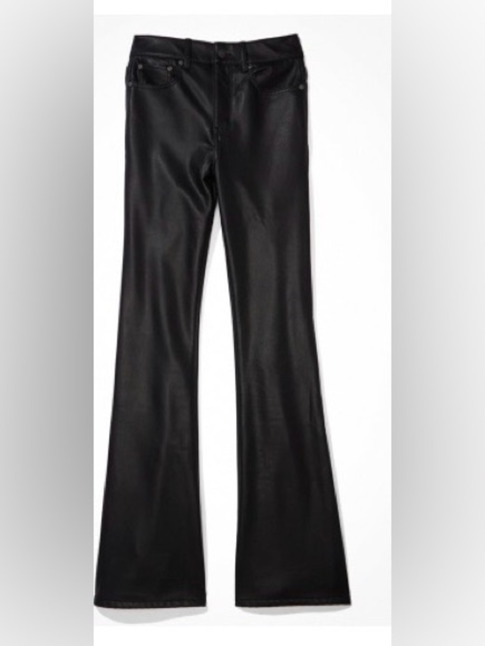 American Eagle Black Faux Leather Flare Pants Size 10 Long
